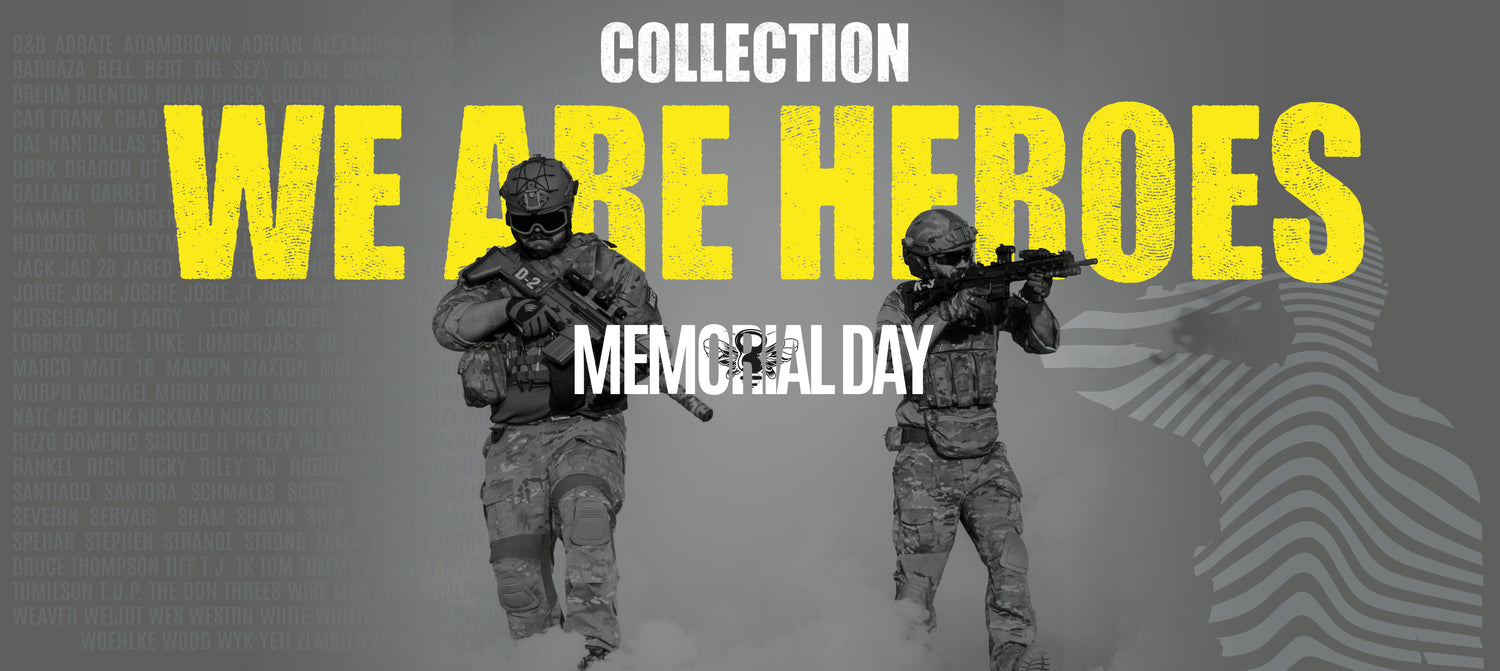 Bannière de la collection We Are Heroes avec deux militaires de face
